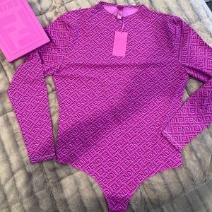 Fendi X Skims long sleeve thong bodysuit